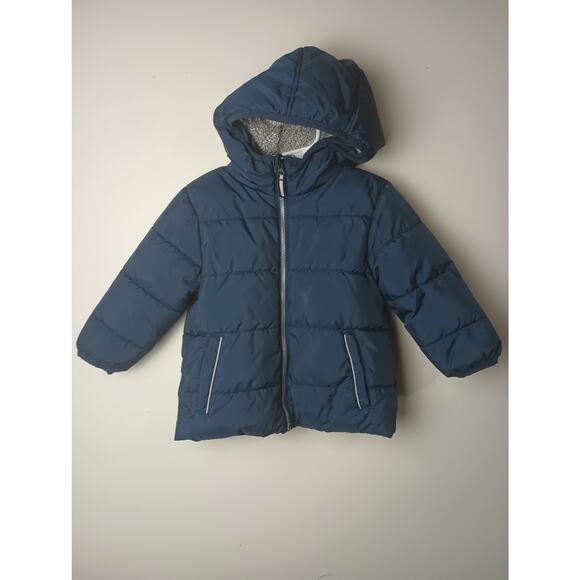 Wonder Nation Blue Puffer Jacket Toddler Size 2T Sherpa Lined Cozy Warm Winter - Picture 1 of 5
